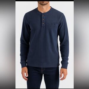 LL Bean Katahdin Iron Works Bonded Waffle Fleece Henley Sweatshirt Men Small